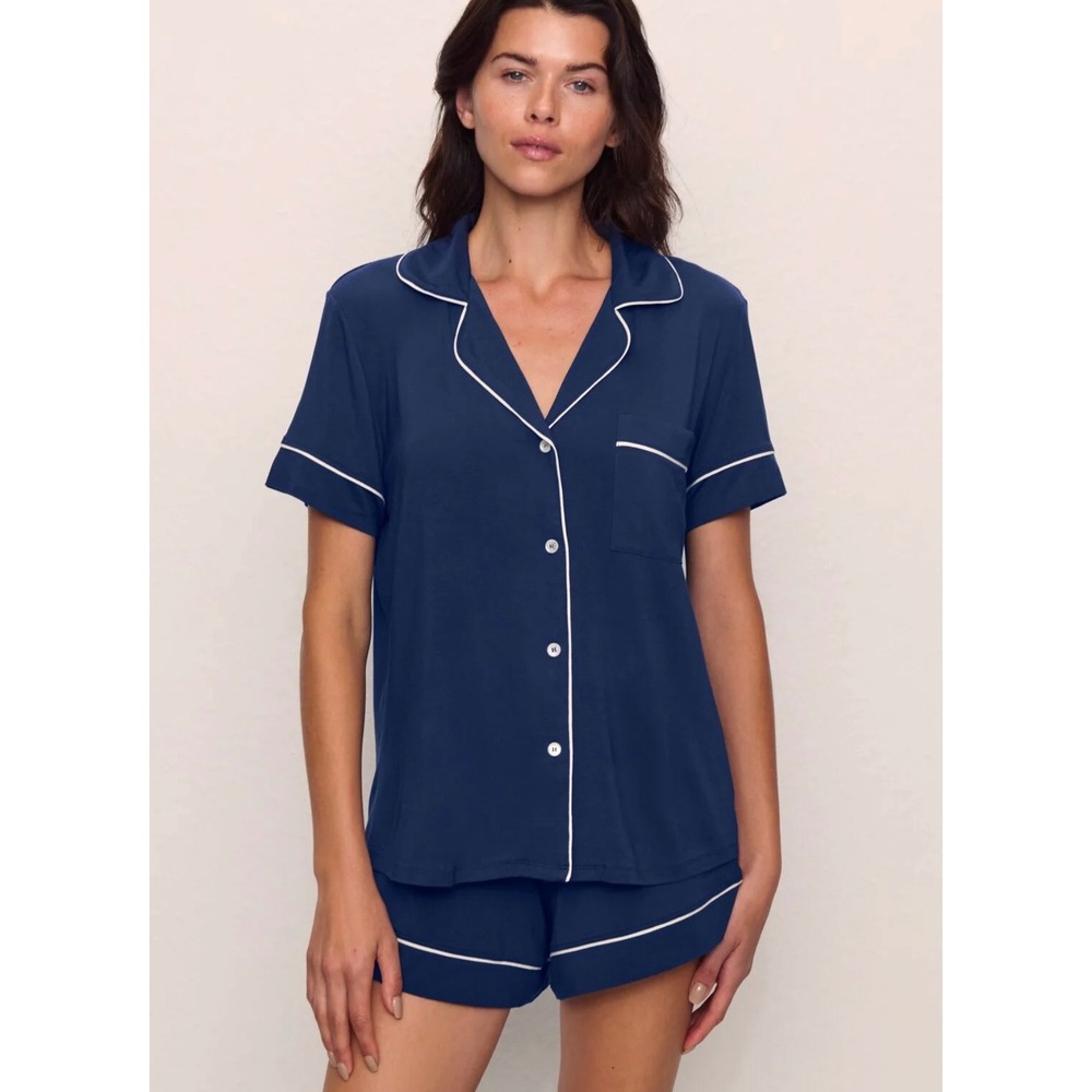 Eberjey Gisele Short Pajama Set Size S Purple Modal Button Down Sleepwear